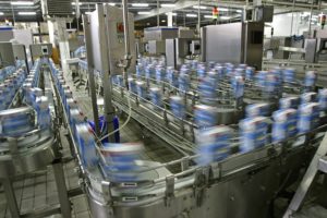 automated production line in modern dairy factory **Note, purposely blurry