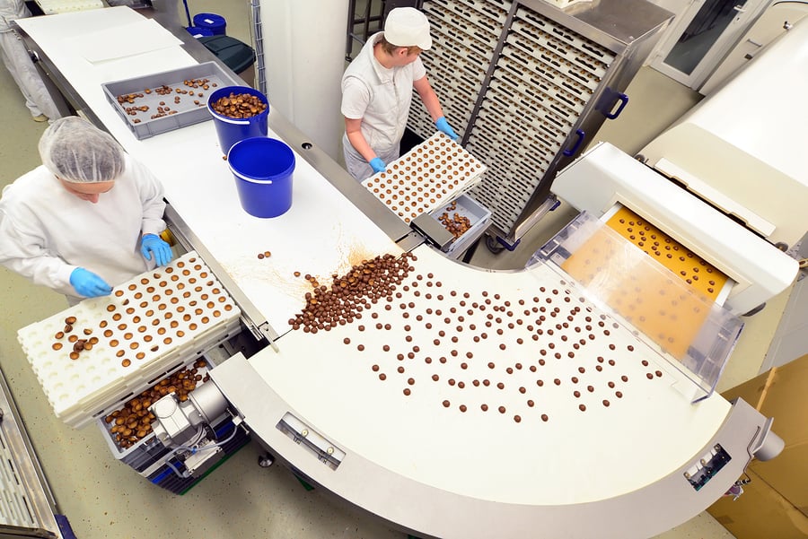 Production Of Pralines In A Factory For The Food Industry