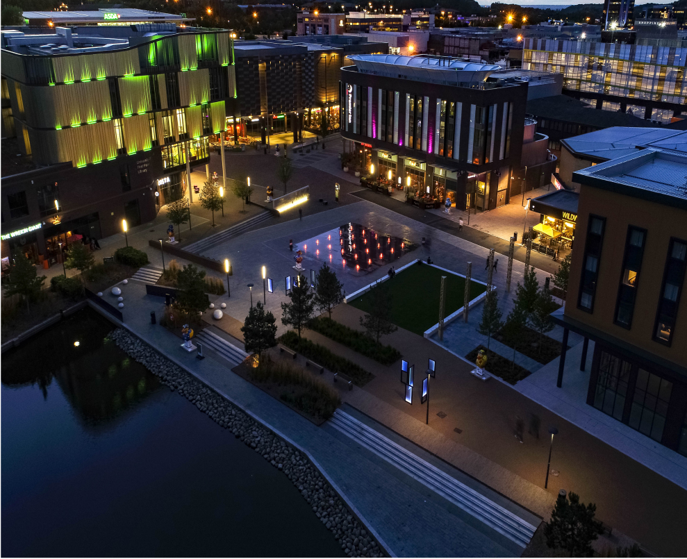 Southwater at night time